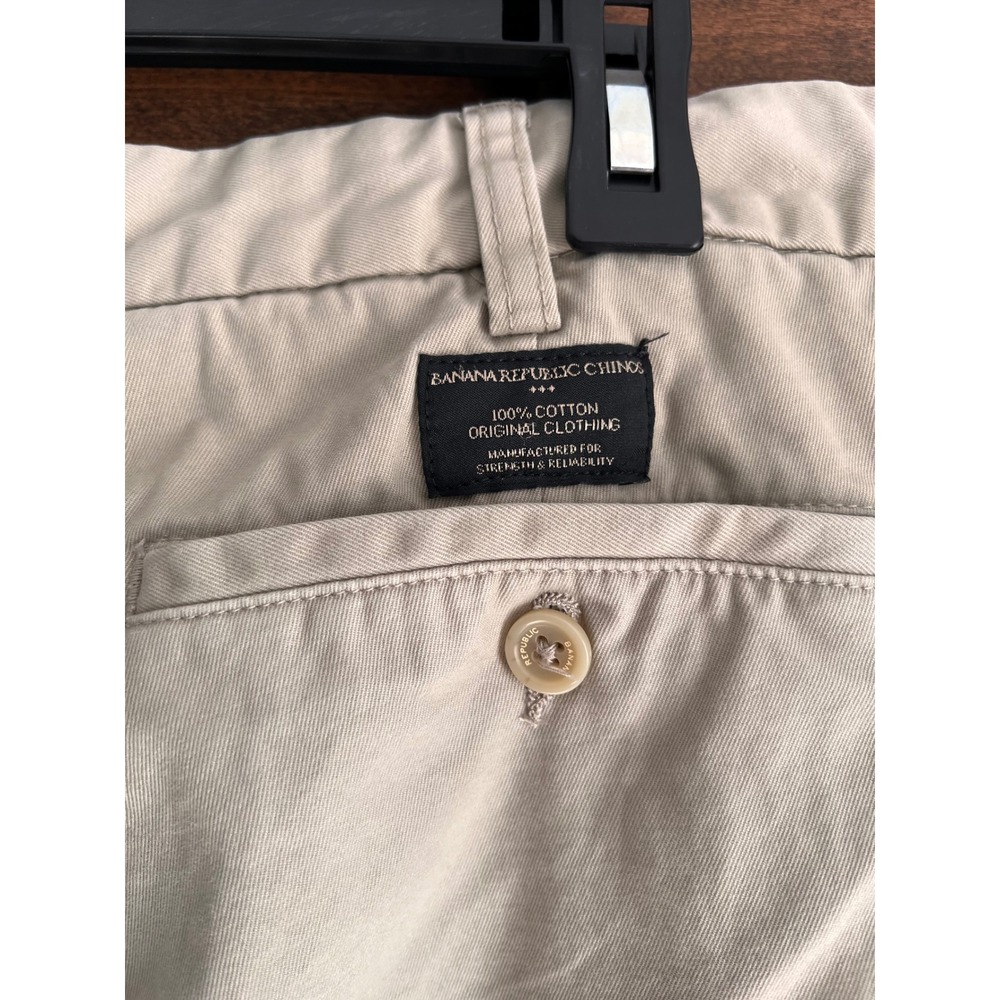 Banana Republic Gavin Straight Fit Chinos Mens 38x32 Khaki Tan 100% Cotton Pants - Picture 12 of 15